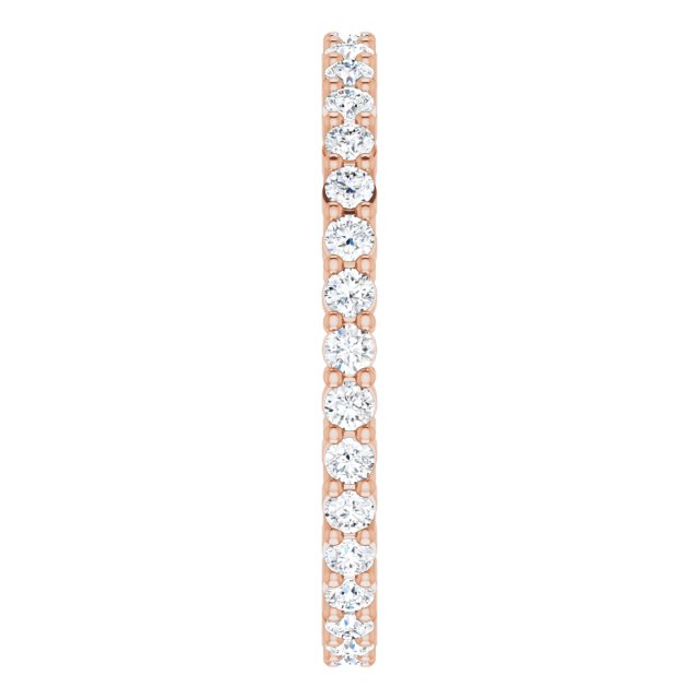 10K Gold Round Natural Diamond Shared-Prong Eternity Band – 1.7 mm Stones - Rose Gold - view 4