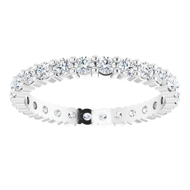 10K Gold Round Lab-Grown Diamond Shared-Prong Eternity Band – 2.25 mm Stones - White Gold - view 3