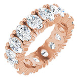 10K Gold Oval Natural Diamond Shared-Prong Eternity Band – 6x4 mm Stones - Rose Gold