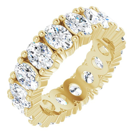 10K Gold Oval Natural Diamond Shared-Prong Eternity Band – 6x4 mm Stones - Yellow Gold