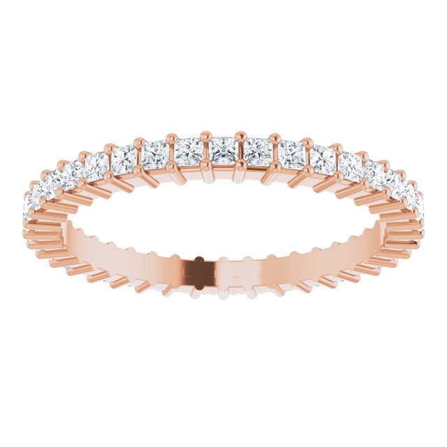 10K Gold Square Natural Diamond Shared-Prong Eternity Band – 1.5x1.5 mm Stones - Rose Gold - view 3
