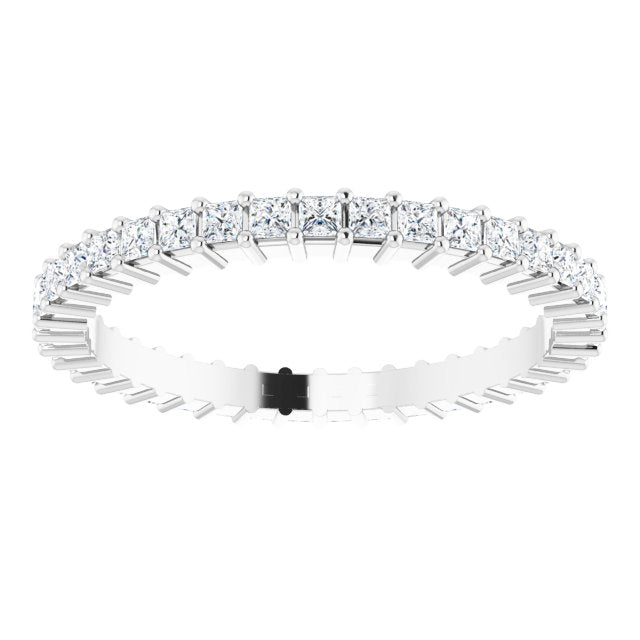 10K Gold Square Lab-Grown Diamond Shared-Prong Eternity Band – 1.5x1.5 mm Stones - White Gold - view 3