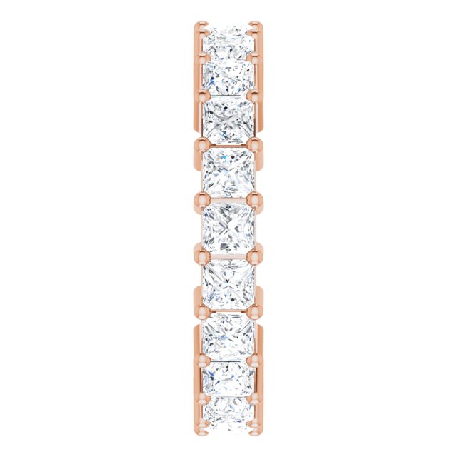 10K Gold Square Lab-Grown Diamond Shared-Prong Eternity Band – 3x3 mm Stones - Rose Gold - view 4