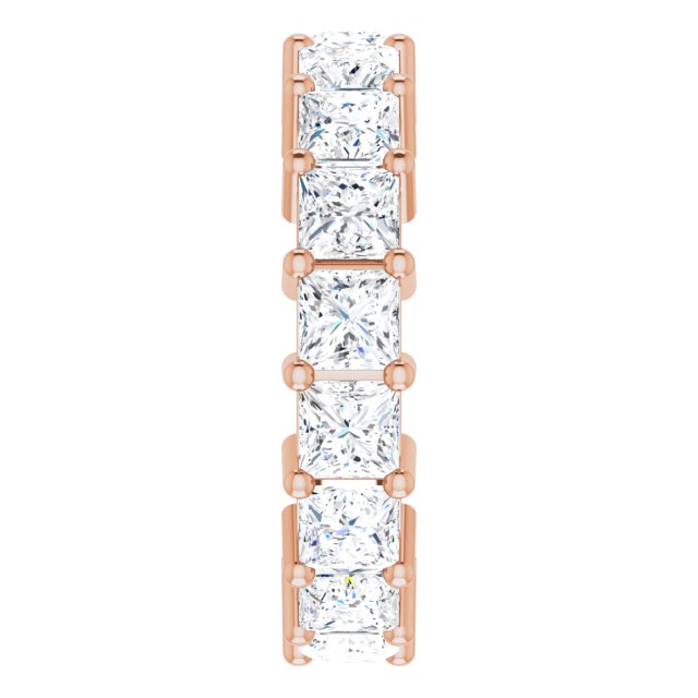 10K Gold Square Lab-Grown Diamond Shared-Prong Eternity Band – 4x4 mm Stones - Rose Gold - view 4