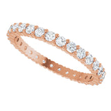 10K Gold Round Natural Diamond Shared-Prong Eternity Band – 2 mm Stones - Rose Gold - view 5