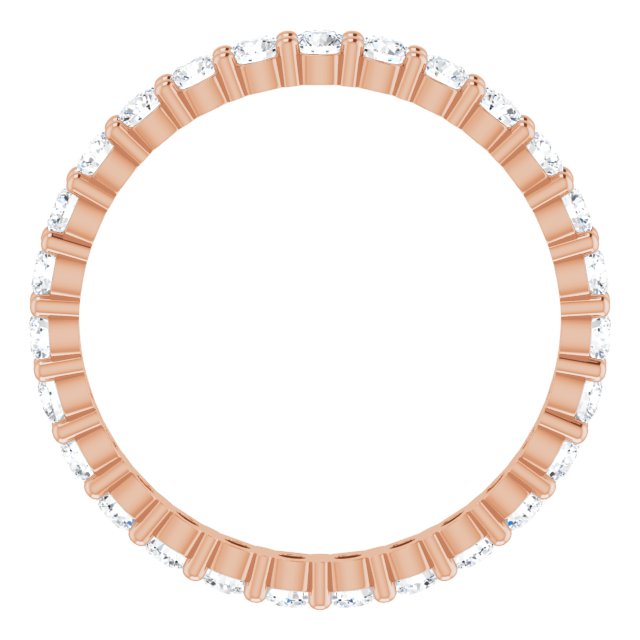 10K Gold Round Lab-Grown Diamond Shared-Prong Eternity Band – 2.25 mm Stones - Rose Gold - view 2