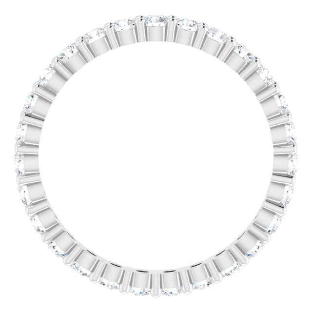 10K Gold Round Lab-Grown Diamond Shared-Prong Eternity Band – 2.25 mm Stones - White Gold - view 2