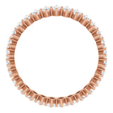 14K Gold Marquise Natural Diamond Shared-Prong Eternity Band – 4x2 mm Stones - Rose Gold - view 2