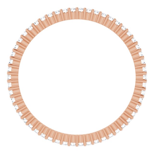 10K Gold Round Lab-Grown Diamond Shared-Prong Eternity Band – 1 mm Stones - Rose Gold - view 2