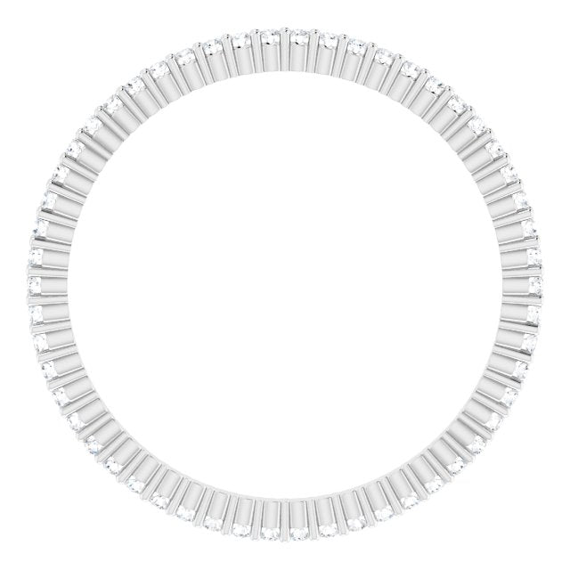 10K Gold Round Natural Diamond Shared-Prong Eternity Band – 1 mm Stones - White Gold - view 2