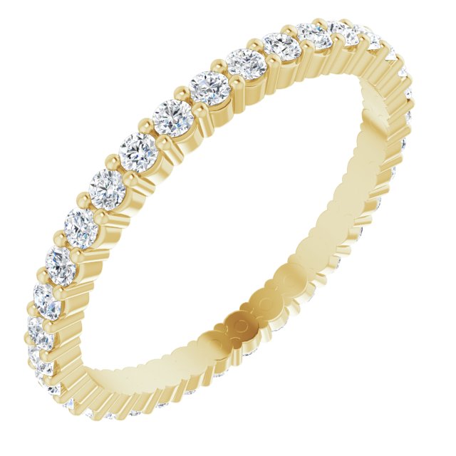 10K Gold Round Lab-Grown Diamond Shared-Prong Eternity Band – 1.7 mm Stones - Yellow Gold