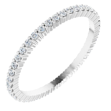 10K Gold Round Lab-Grown Diamond Shared-Prong Eternity Band – 1.3 mm Stones - White Gold