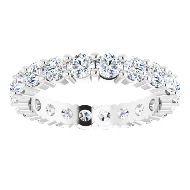 10K Gold Round Natural Diamond Shared-Prong Eternity Band – 3.2 mm Stones - White Gold - view 3