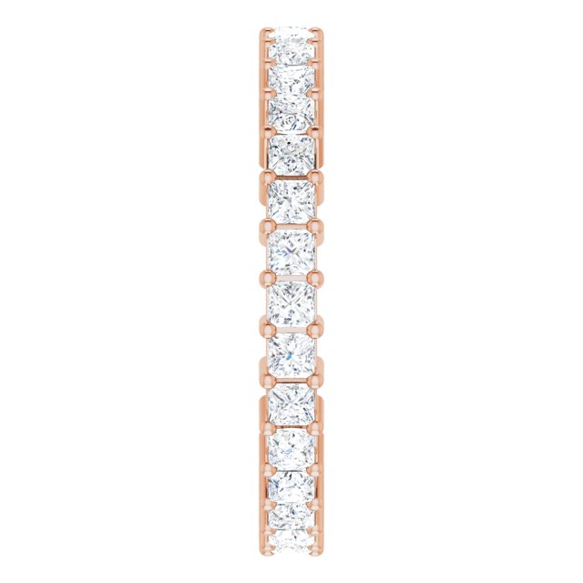 10K Gold Square Natural Diamond Shared-Prong Eternity Band – 2x2 mm Stones - Rose Gold - view 4