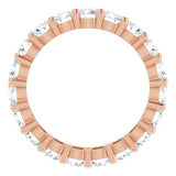 10K Gold Round Natural Diamond Shared-Prong Eternity Band – 3.4 mm Stones - Rose Gold - view 2