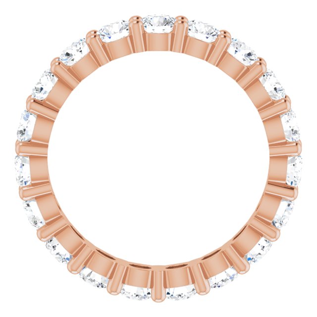 10K Gold Round Natural Diamond Shared-Prong Eternity Band – 3.4 mm Stones - Rose Gold - view 2