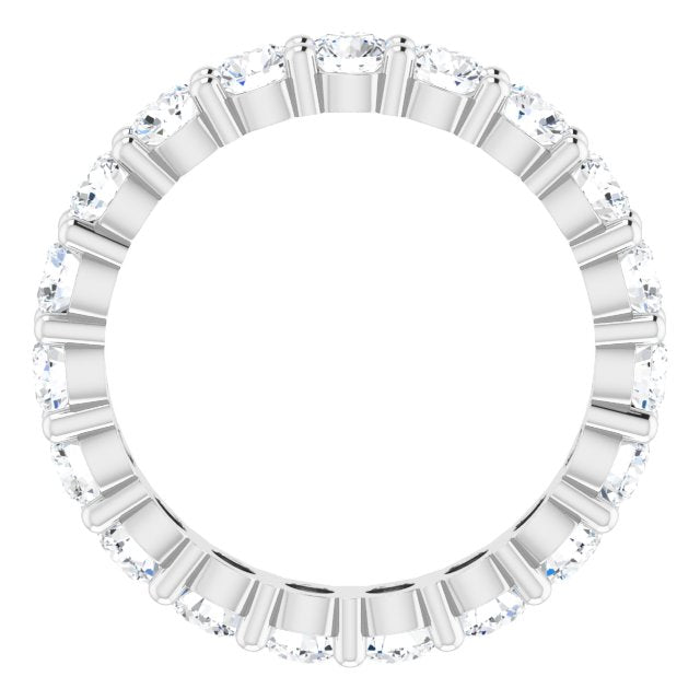 10K Gold Round Natural Diamond Shared-Prong Eternity Band – 3.4 mm Stones - White Gold - view 2