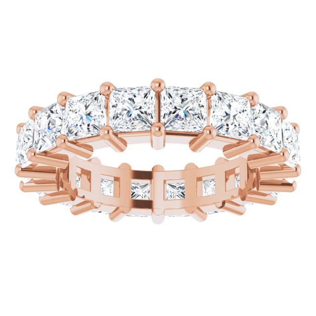 10K Gold Square Lab-Grown Diamond Shared-Prong Eternity Band – 3.75x3.75 mm Stones - Rose Gold - view 3