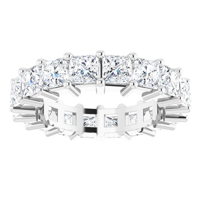 10K Gold Square Lab-Grown Diamond Shared-Prong Eternity Band – 3.75x3.75 mm Stones - White Gold - view 3