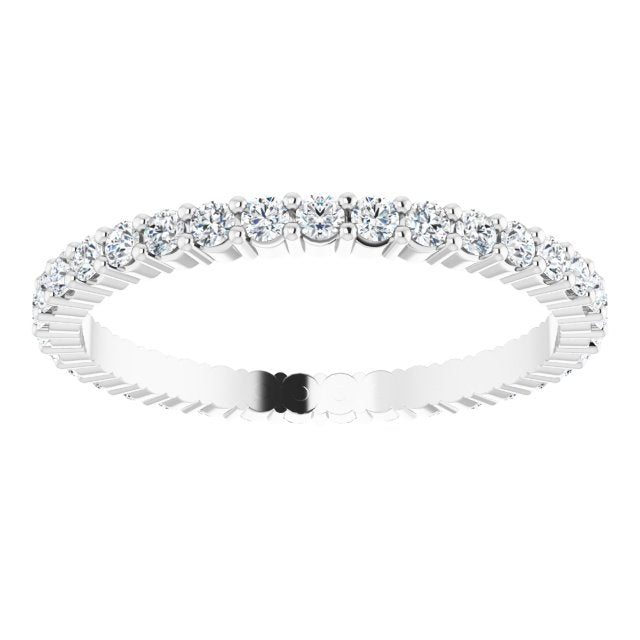 10K Gold Round Lab-Grown Diamond Shared-Prong Eternity Band – 1.7 mm Stones - White Gold - view 3