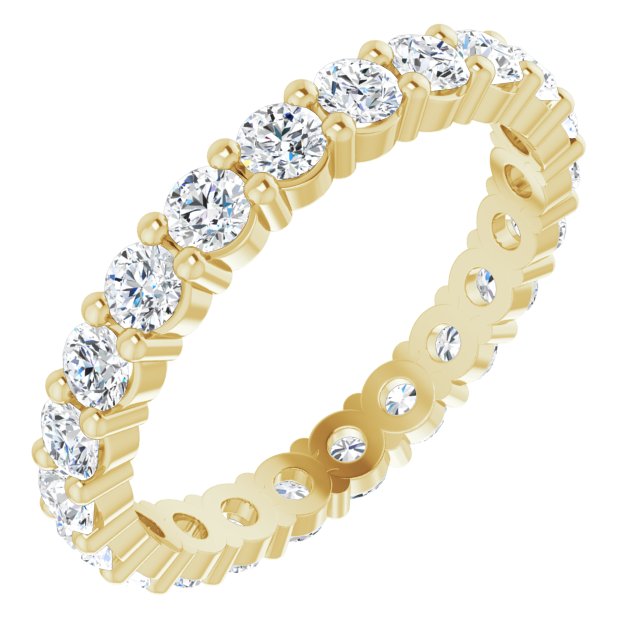 14K Gold Round Lab-Grown Diamond Shared-Prong Eternity Band – 2.75 mm Stones - Yellow Gold