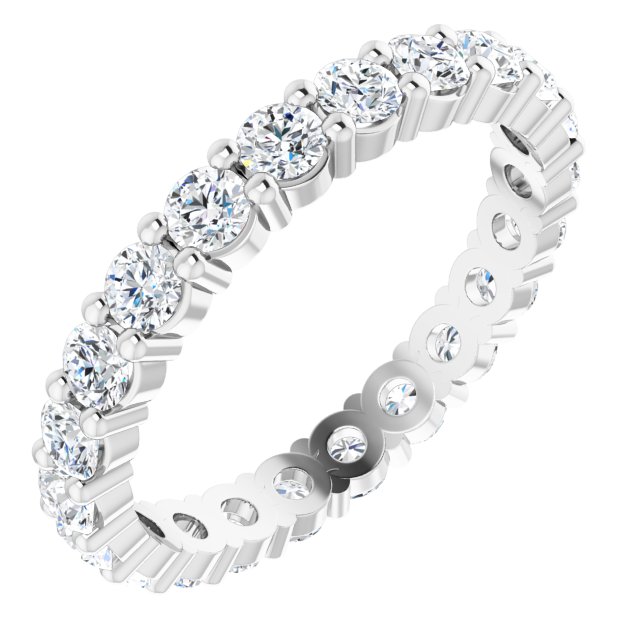 10K Gold Round Natural Diamond Shared-Prong Eternity Band – 2.75 mm Stones - White Gold