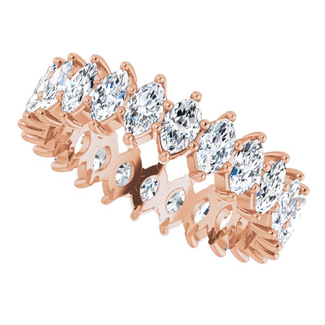 14K Gold Marquise Lab-Grown Diamond Shared-Prong Eternity Band – 4.5x2.5 mm Stones - Rose Gold - view 5