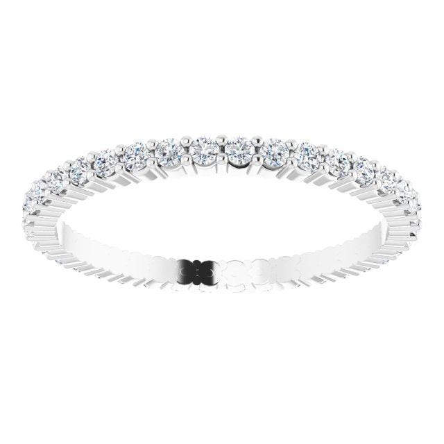 10K Gold Round Lab-Grown Diamond Shared-Prong Eternity Band – 1.5 mm Stones - White Gold - view 3