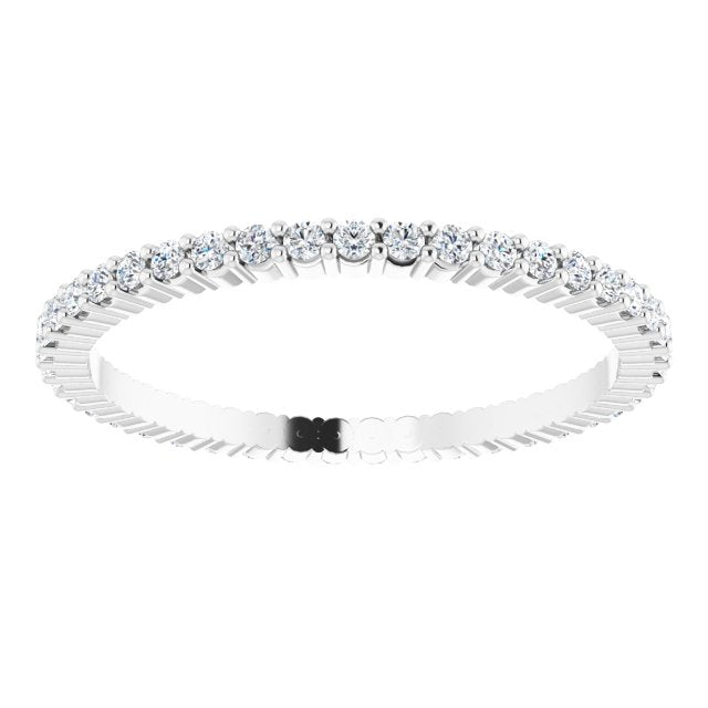 10K Gold Round Lab-Grown Diamond Shared-Prong Eternity Band – 1.3 mm Stones - White Gold - view 3