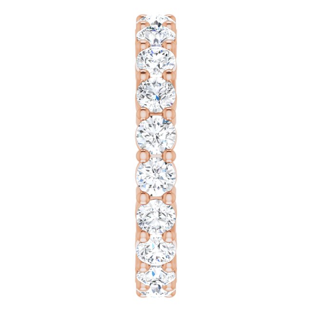 10K Gold Round Natural Diamond Shared-Prong Eternity Band – 3.2 mm Stones - Rose Gold - view 4