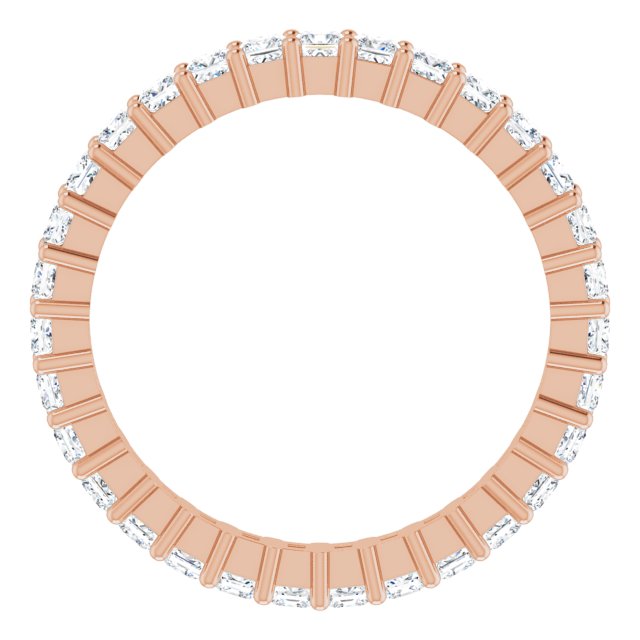 10K Gold Square Natural Diamond Shared-Prong Eternity Band – 2x2 mm Stones - Rose Gold - view 2