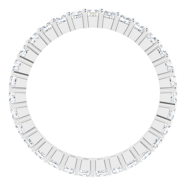 10K Gold Square Lab-Grown Diamond Shared-Prong Eternity Band – 2x2 mm Stones - White Gold - view 2