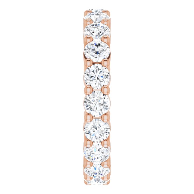 10K Gold Round Natural Diamond Shared-Prong Eternity Band – 3.4 mm Stones - Rose Gold - view 4