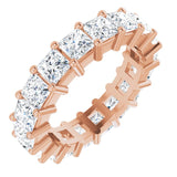 10K Gold Square Lab-Grown Diamond Shared-Prong Eternity Band – 3.75x3.75 mm Stones - Rose Gold