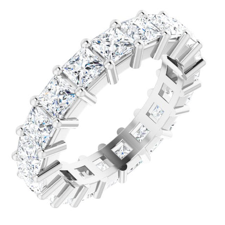 10K Gold Square Lab-Grown Diamond Shared-Prong Eternity Band – 3.5x3.5 mm Stones - White Gold