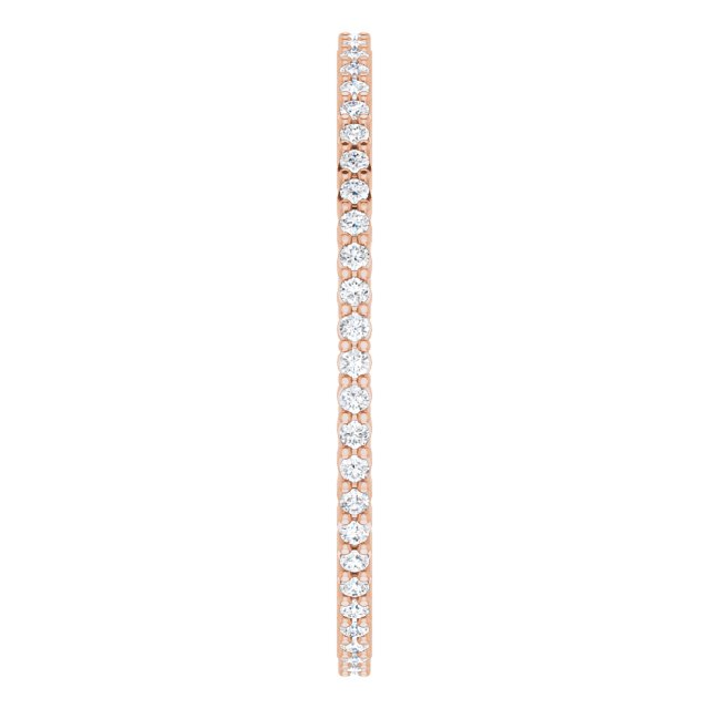 10K Gold Round Lab-Grown Diamond Shared-Prong Eternity Band – 1 mm Stones - Rose Gold - view 4