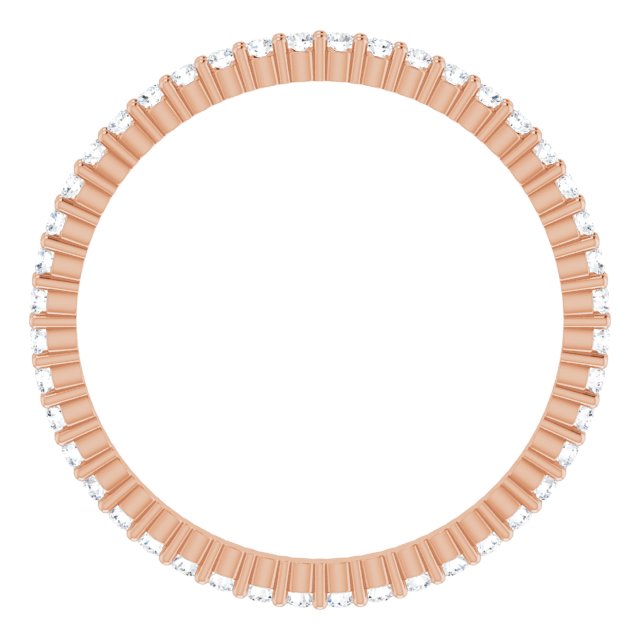 10K Gold Round Lab-Grown Diamond Shared-Prong Eternity Band – 1.3 mm Stones - Rose Gold - view 2