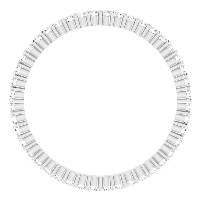 10K Gold Round Natural Diamond Shared-Prong Eternity Band – 1.3 mm Stones - White Gold - view 2