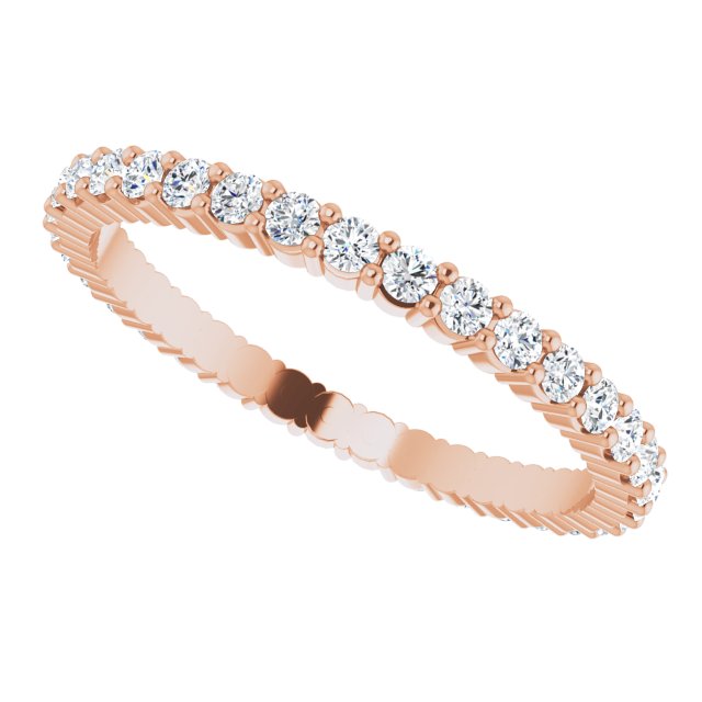 10K Gold Round Natural Diamond Shared-Prong Eternity Band – 1.7 mm Stones - Rose Gold - view 5
