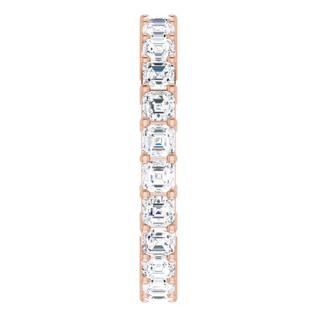 14K Gold Asscher Lab-Grown Diamond Shared-Prong Eternity Band – 2.6x2.6 mm Stones - Rose Gold - view 4
