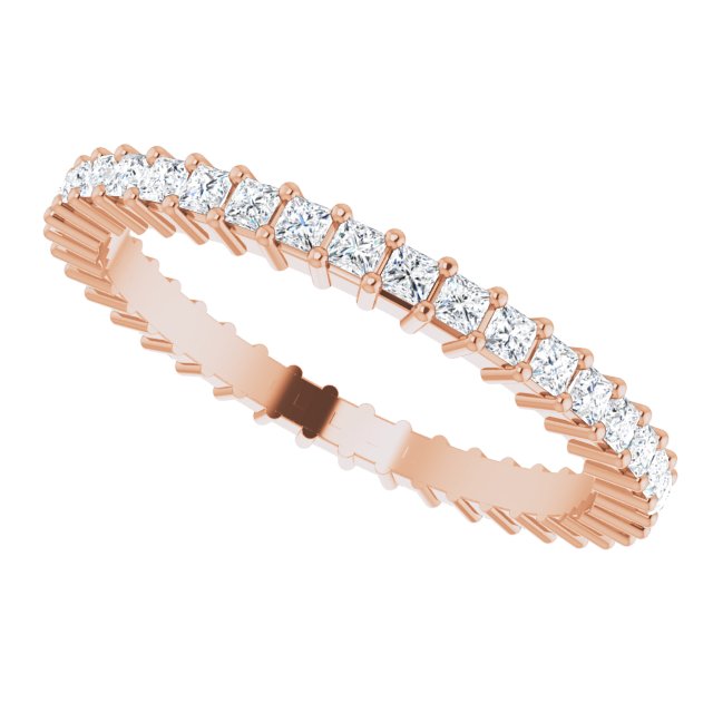 10K Gold Square Natural Diamond Shared-Prong Eternity Band – 1.5x1.5 mm Stones - Rose Gold - view 5