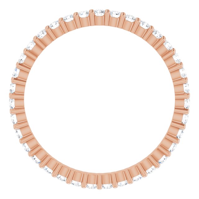 10K Gold Round Natural Diamond Shared-Prong Eternity Band – 1.7 mm Stones - Rose Gold - view 2