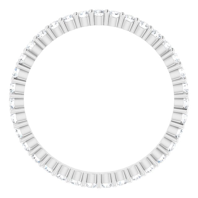 10K Gold Round Natural Diamond Shared-Prong Eternity Band – 1.7 mm Stones - White Gold - view 2