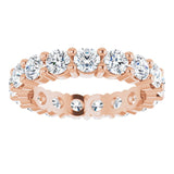 10K Gold Round Natural Diamond Shared-Prong Eternity Band – 3.75 mm Stones - Rose Gold - view 3