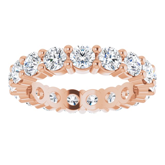 10K Gold Round Natural Diamond Shared-Prong Eternity Band – 3.75 mm Stones - Rose Gold - view 3