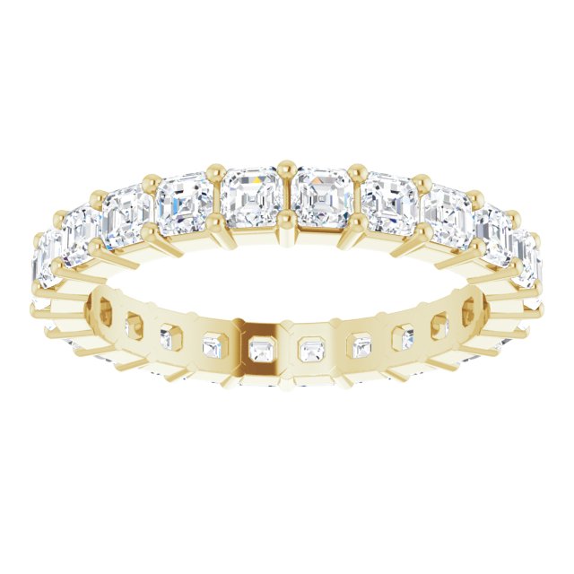 14K Gold Asscher Lab-Grown Diamond Shared-Prong Eternity Band – 2.6x2.6 mm Stones - Yellow Gold - view 3