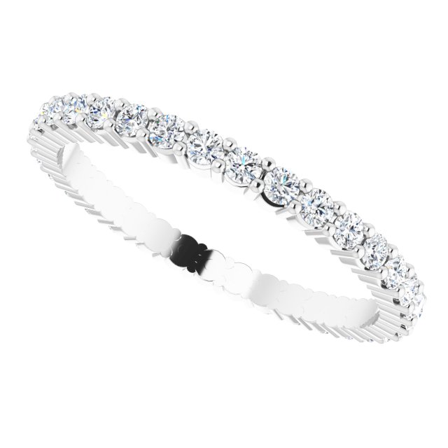 10K Gold Round Lab-Grown Diamond Shared-Prong Eternity Band – 1.7 mm Stones - White Gold - view 5