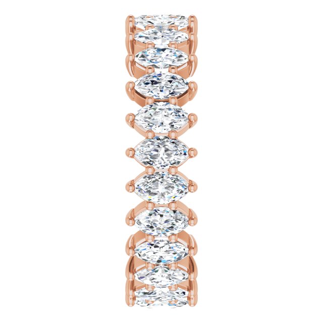 14K Gold Marquise Lab-Grown Diamond Shared-Prong Eternity Band – 4.5x2.5 mm Stones - Rose Gold - view 4