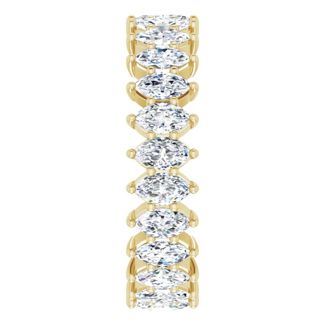 14K Gold Marquise Lab-Grown Diamond Shared-Prong Eternity Band – 4.5x2.5 mm Stones - Yellow Gold - view 4
