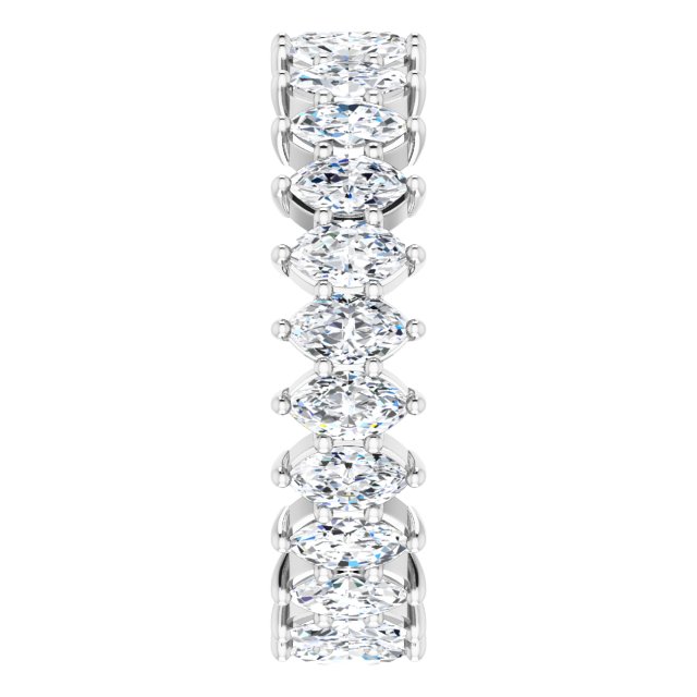 14K Gold Marquise Natural Diamond Shared-Prong Eternity Band – 4.5x2.5 mm Stones - White Gold - view 4